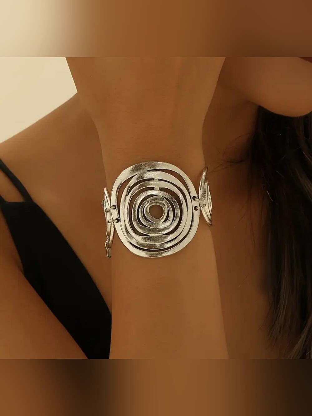 American European Designer Inspired Fashion Bracelet  Minimalist Circular Metal